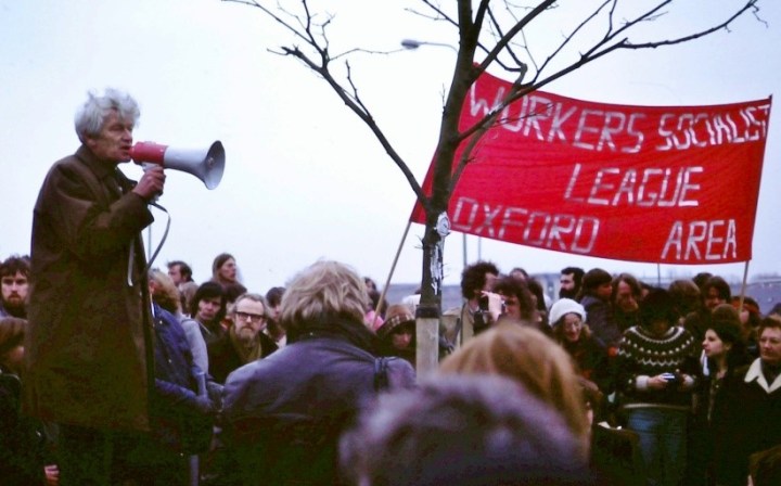 E. P. Thompson at 1980 protest rally